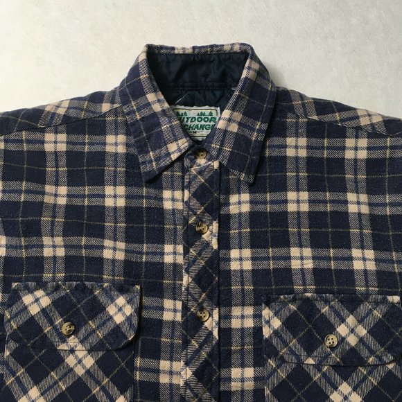 #FF Vintage Outdoor Exchange Flannel medium Shirt Jacket Mens quilted Lined - Picture 1 of 7